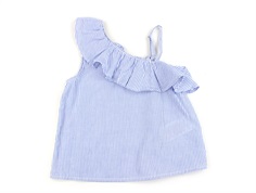 Kids ONLY cloud dancer/clear sky striped one-shoulder top